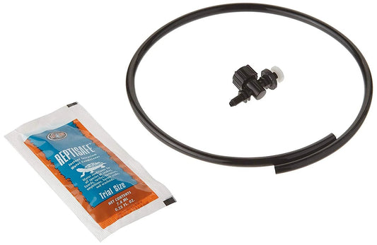 Reptile waterbowl kit with hose and sachet on a white background