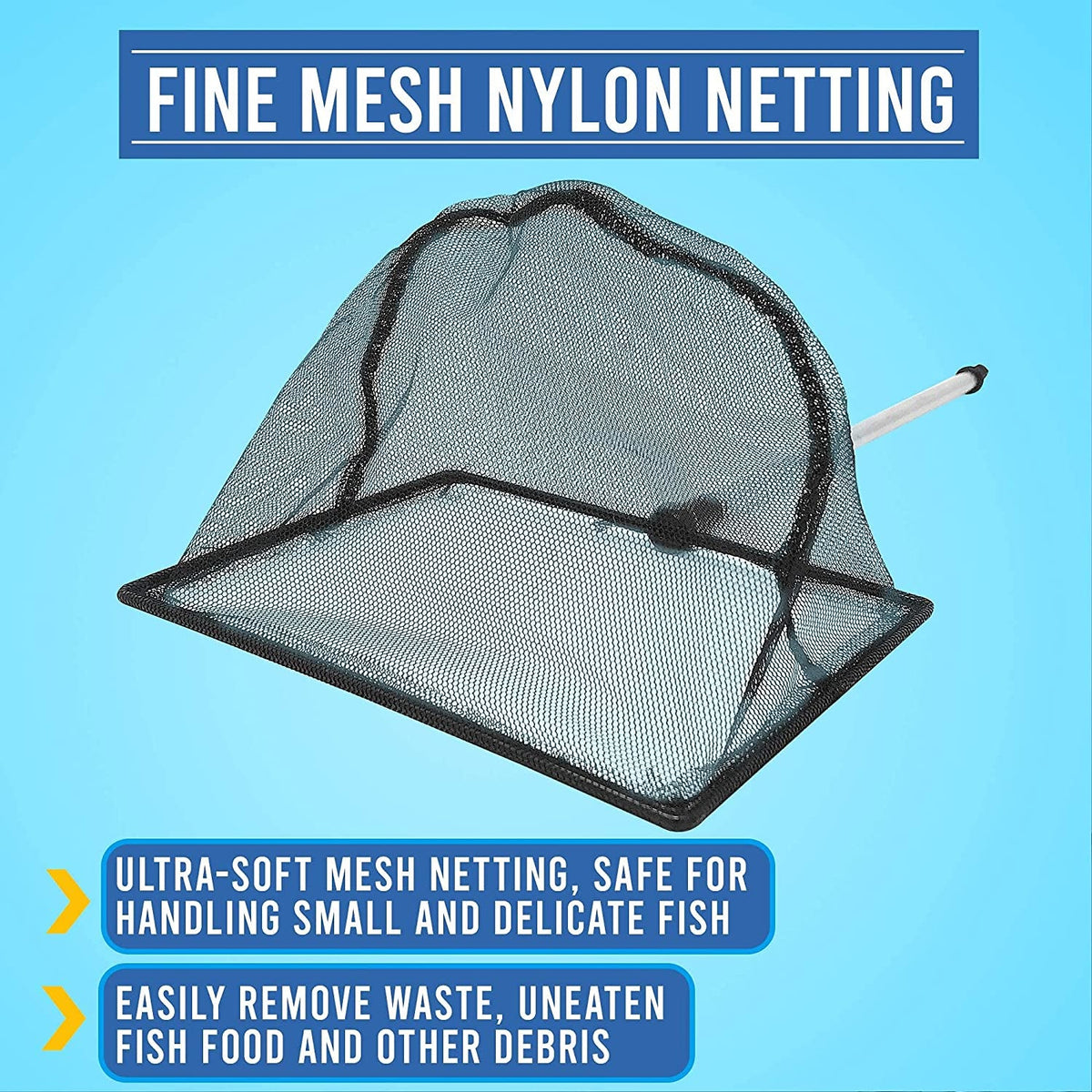 FISH PROS Fine Mesh Aquarium Fish Net with Telescopic Handle – 4" & 6" Sizes MJ's Pet Closet