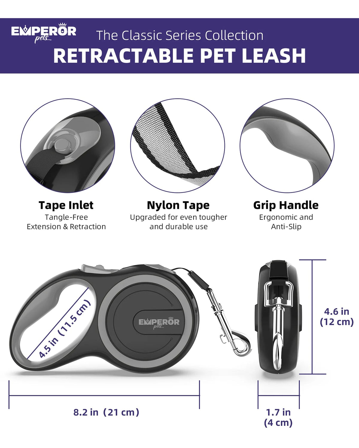 Emperor Pets 16ft Retractable Dog Leash – Heavy-Duty for Large Dogs MJ's Pet Closet