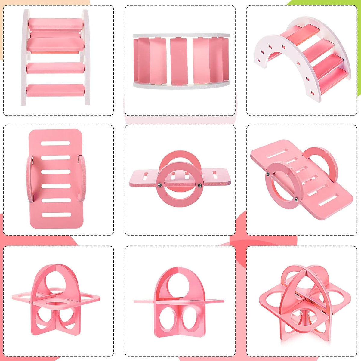 5-Piece Hamster Toy Set – House, Seesaw, Bridge, Swing & Exercise Circle MJ's Pet Closet
