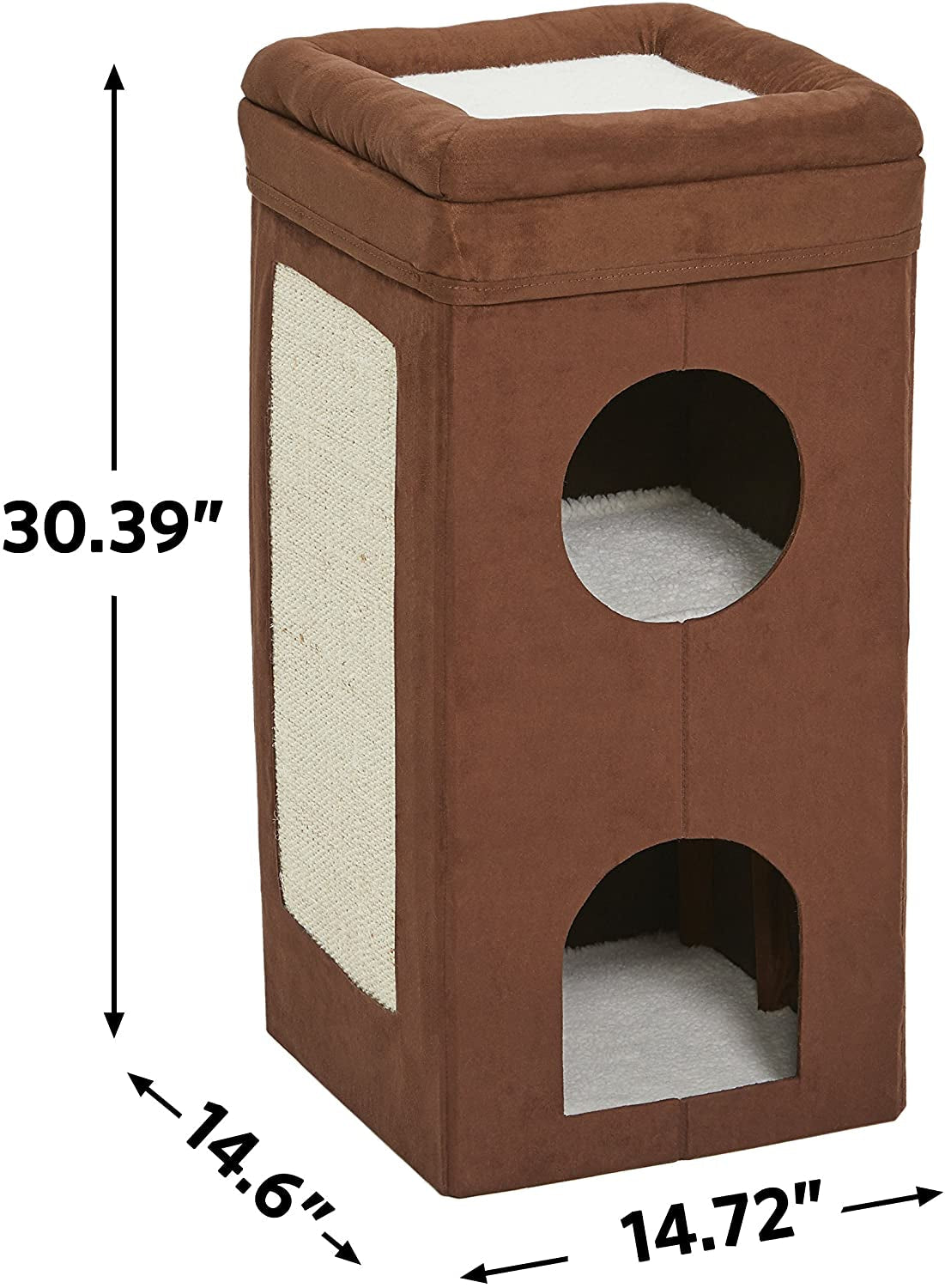 MidWest Curious Cat Cube Condo – 3-Tier Cat House with Scratching Panel, Hideouts & Cushioned Top MJ's Pet Closet