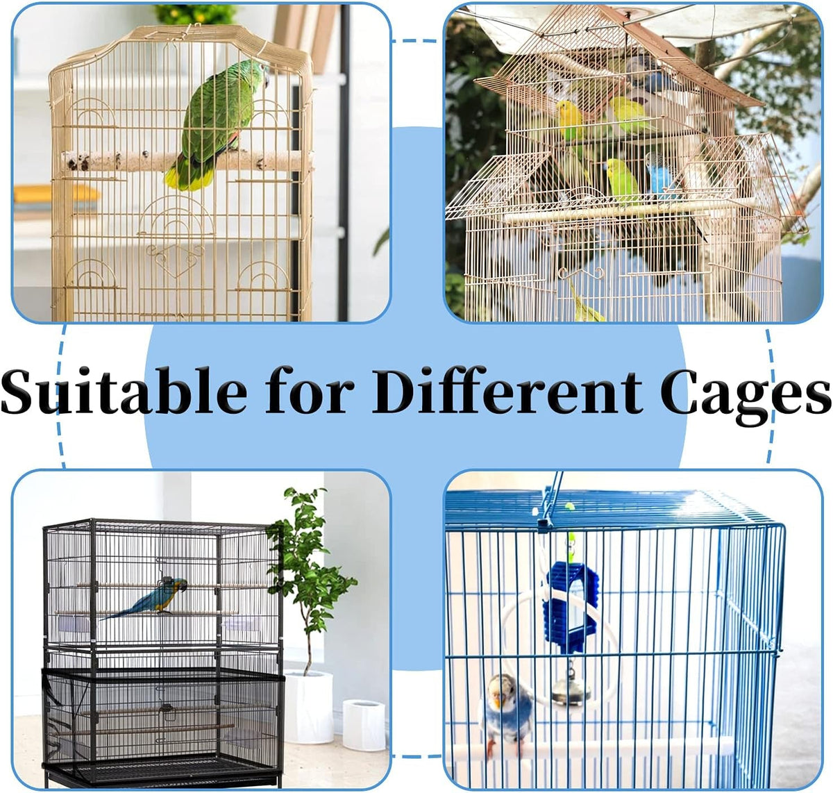 Bird Cage Cover, Tidy & Seed Catcher Skirt | Keeps Floors Clean | Multiple Sizes | Black MJ's Pet Closet