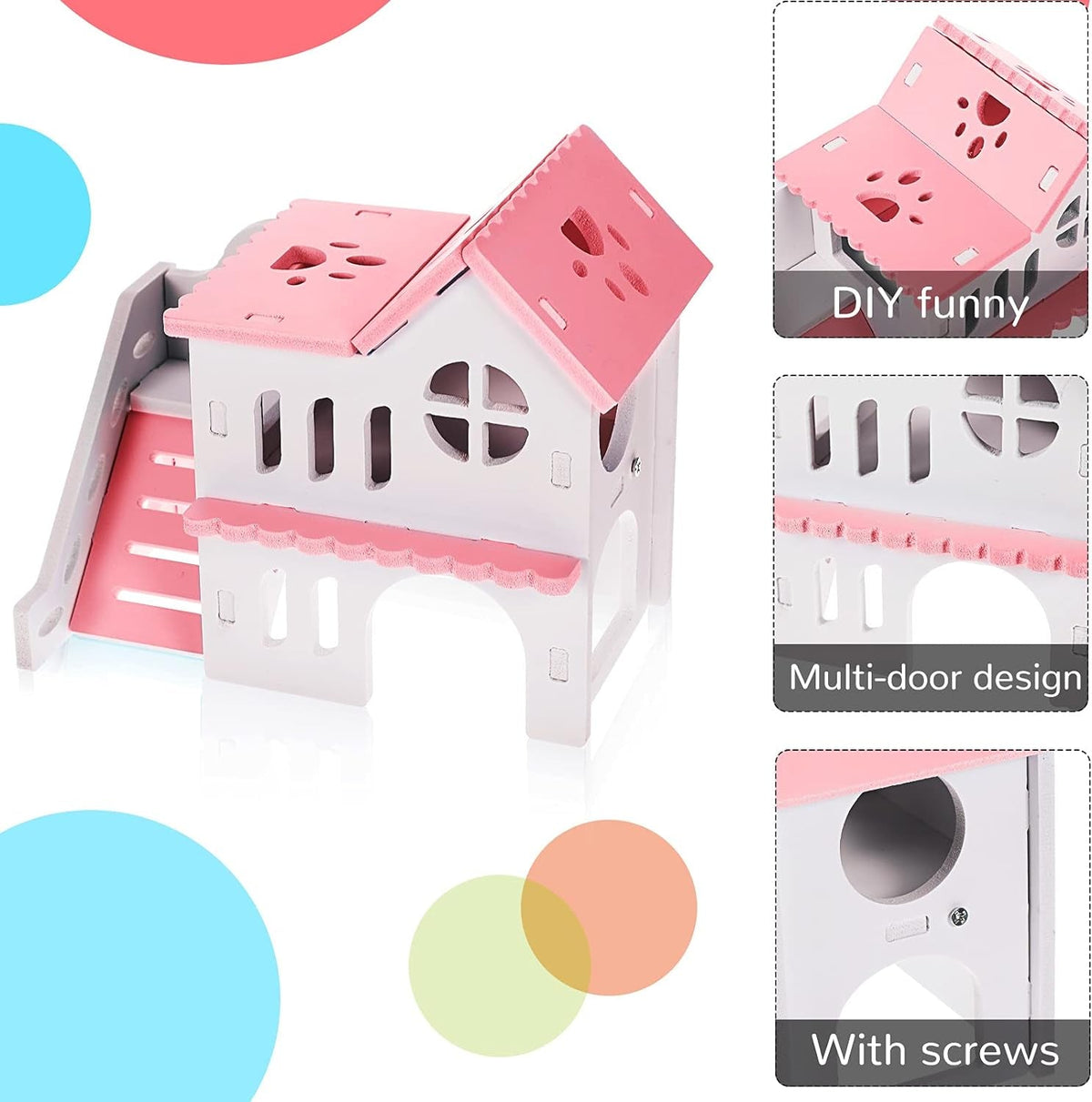 5-Piece Hamster Toy Set – House, Seesaw, Bridge, Swing & Exercise Circle MJ's Pet Closet