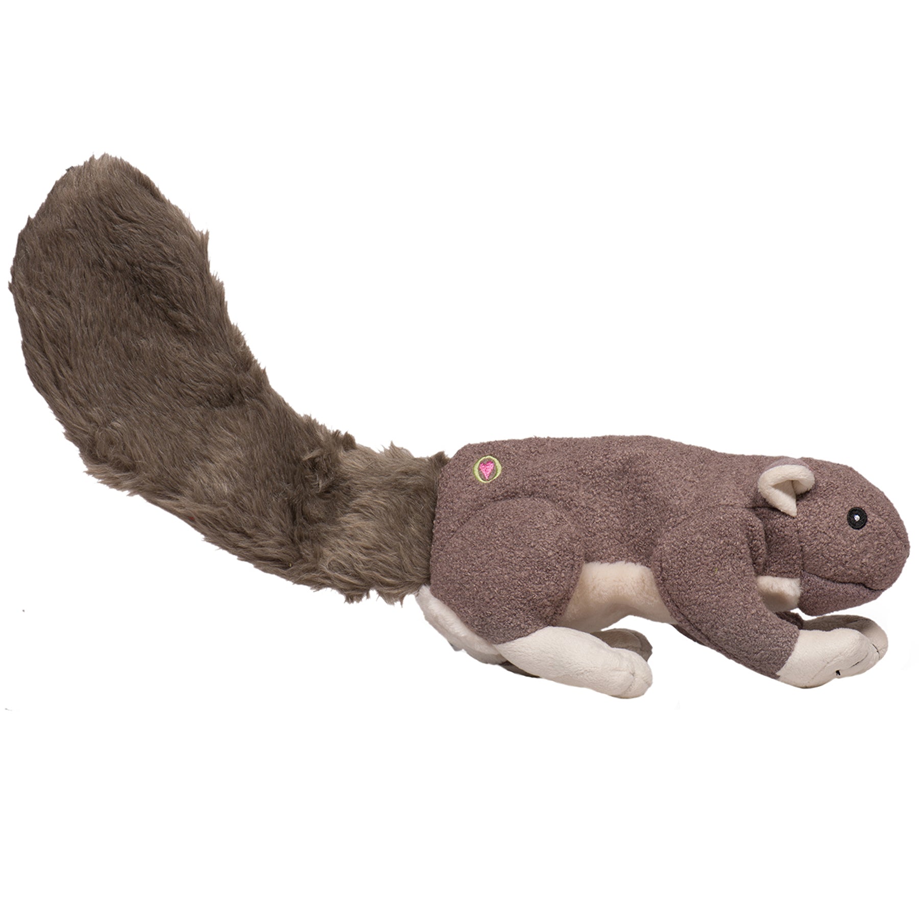 Plush toy squirrel on a white background