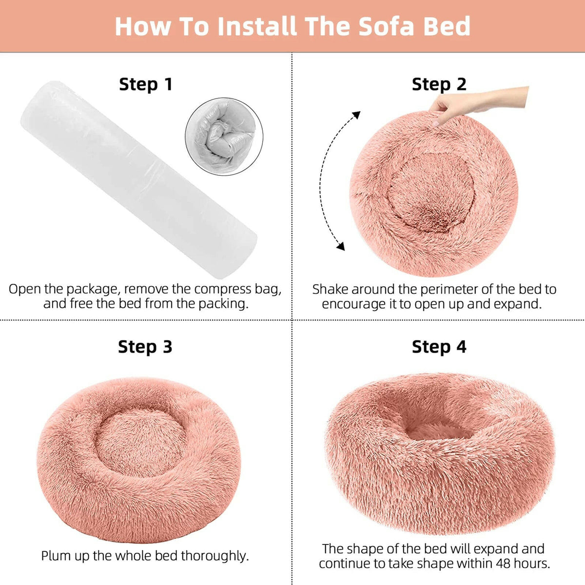 Cozy Donut Dog Bed – Anti-Anxiety & Self-Warming Plush Bed for Dogs & Cats MJ's Pet Closet