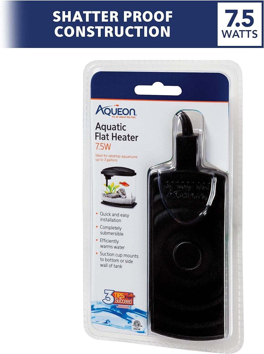Aqueon Mini Flat Aquarium Heater – 7.5W Submersible Heater for Small Fish Tanks up to 3 Gallons MJ's Pet Closet