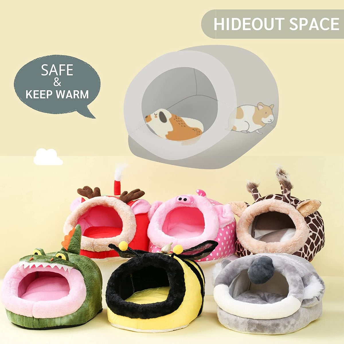 JanYoo Small Animal Hideout Bed – Soft Plush Sleeping Bag MJ's Pet Closet