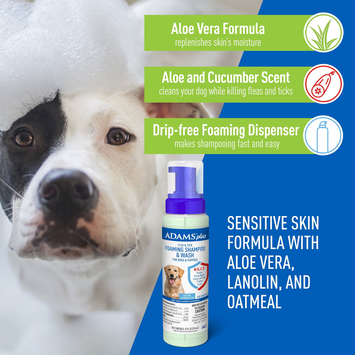 ADAMS Plus Flea & Tick Foaming Shampoo – Sensitive Skin, 2-Pack MJ's Pet Closet