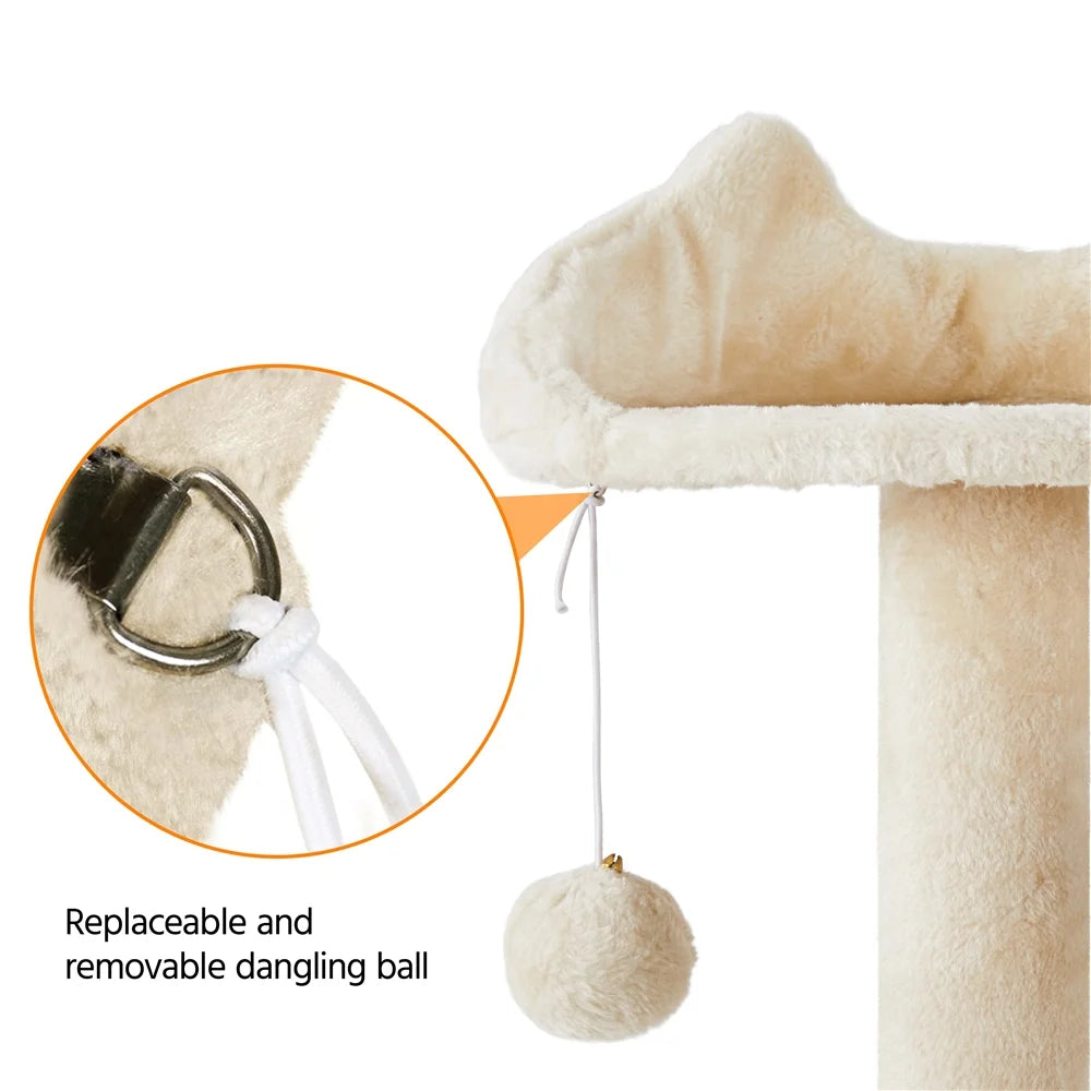 SmileMart 70" Double Condo Cat Tree – Beige, Multi-Level with Scratching Posts MJ's Pet Closet