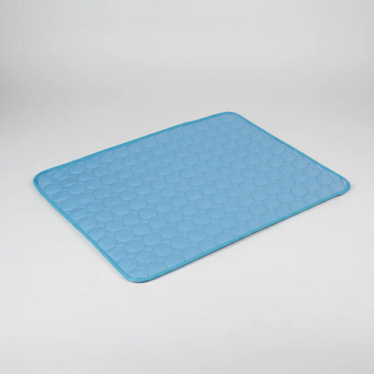 Blue textured mat on a light gray background