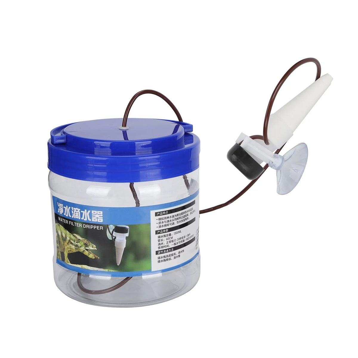 Reptile Water Dripper with 1300ml Tank – Slow Drip Hydration System for Crested Geckos, Lizards & Small Reptiles | Adjustable Drip Rate MJ's Pet Closet