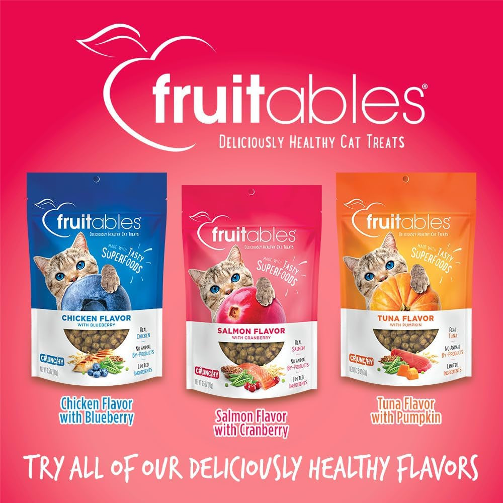 Fruitables Crunchy Cat Treats – Real Salmon & Cranberry with Superfood Ingredients | 2.5 oz MJ's Pet Closet