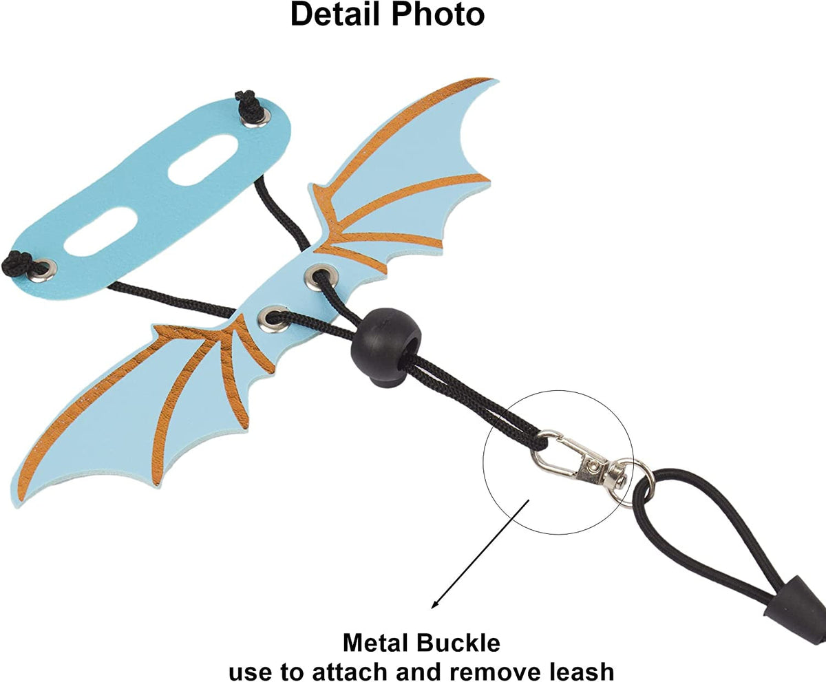 Bearded Dragon Harness & Leash Set with Wings – S/M/L | Fits Lizards, Geckos & Small Reptiles | Blue MJ's Pet Closet