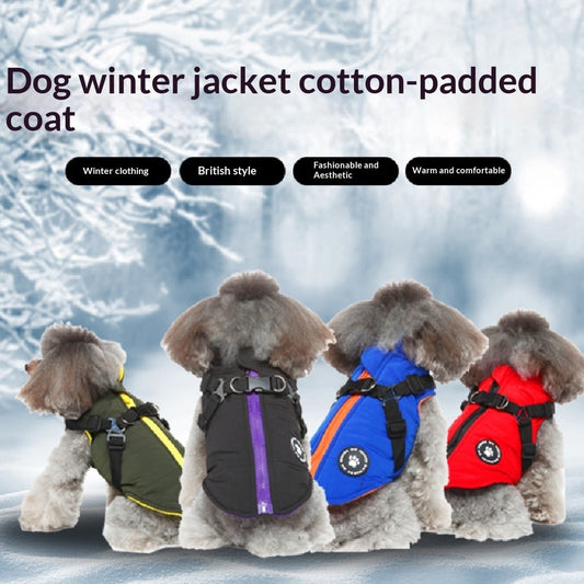 Dog wearing British-style autumn and winter sweater in blac