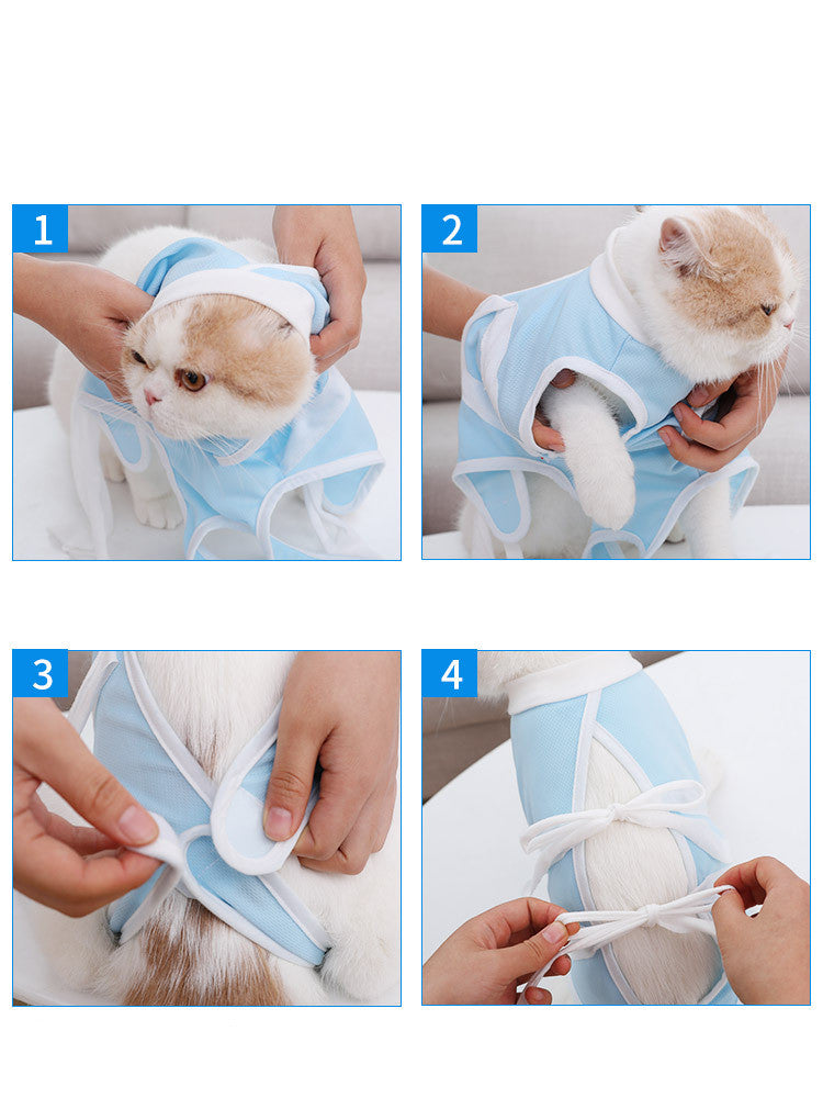 Thin Summer Cat Care Suit – Breathable Recovery Wear Pet Zen