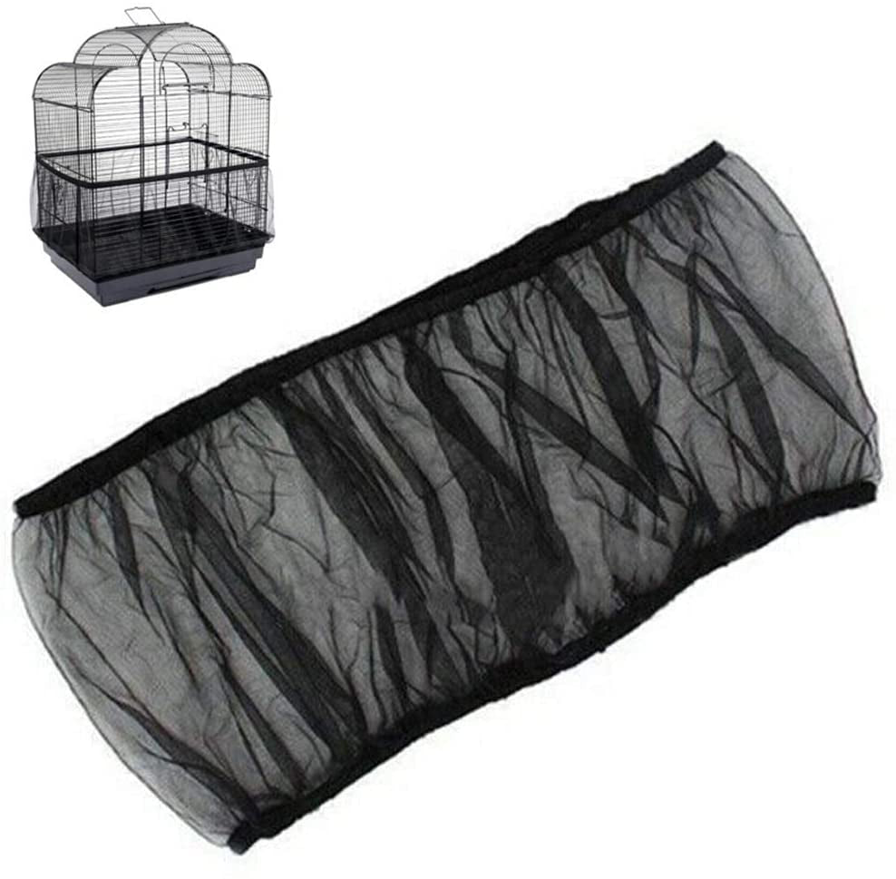Black bird cage cover with a small bird cage on a white background