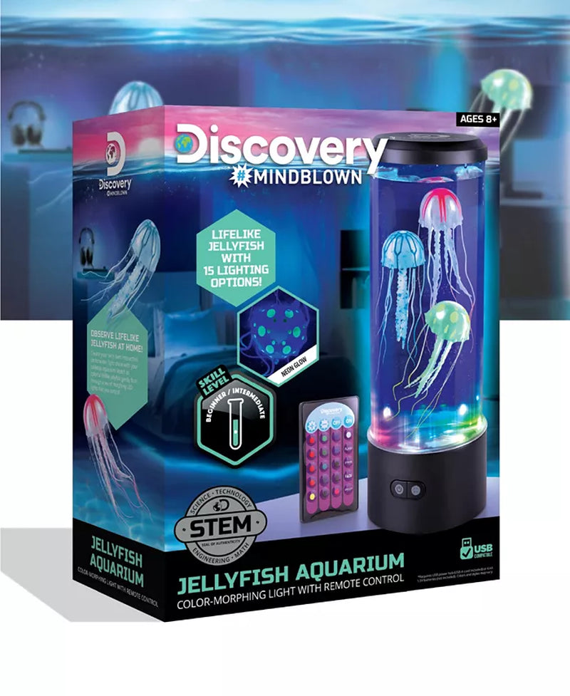 Discovery #MINDBLOWN Jellyfish Aquarium Lamp – 15 Color Options, 5 Light Modes, Remote Control & 3 Lifelike Jellyfish | Black MJ's Pet Closet