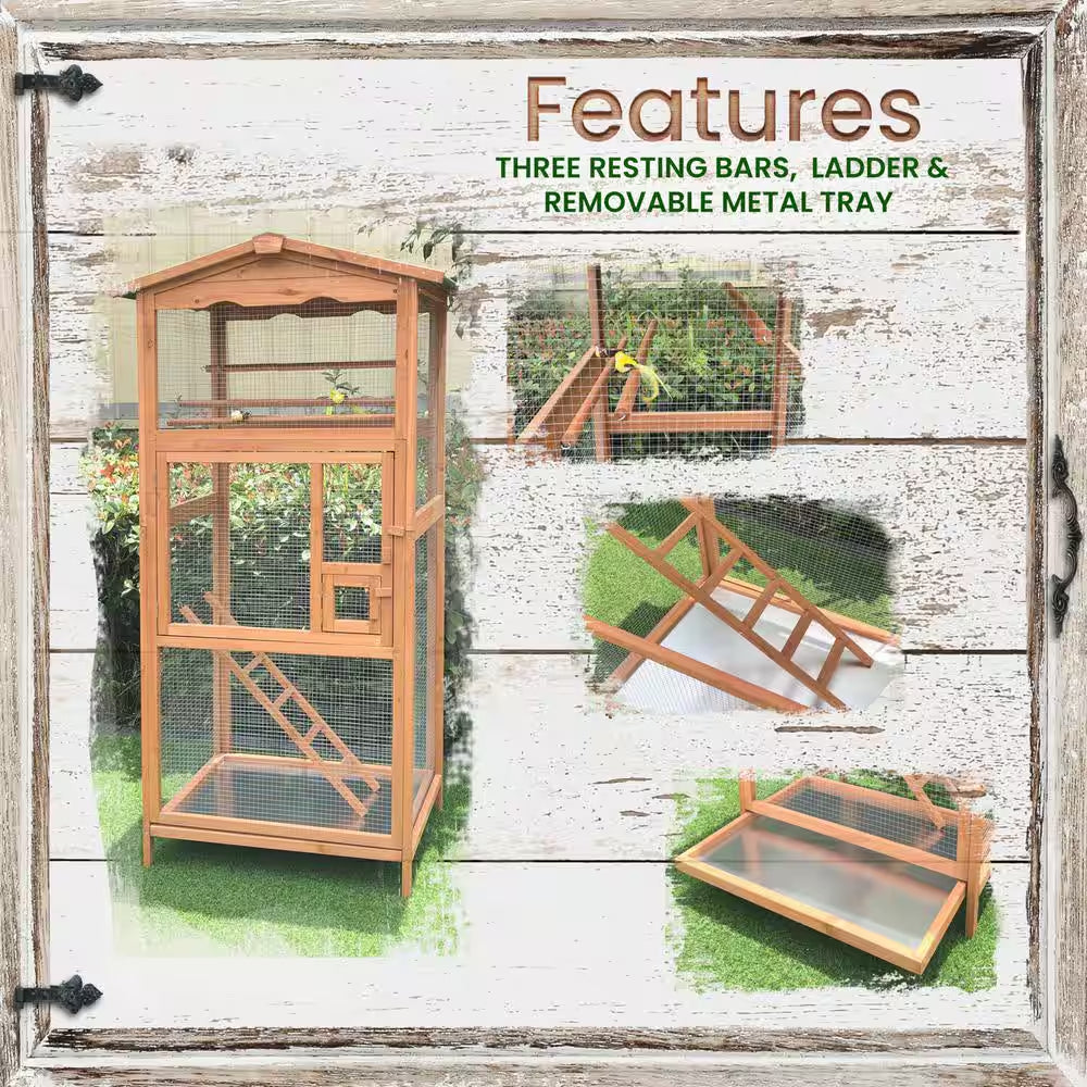 Hanover Outdoor Wooden Bird Cage – 69" Tall Aviary for Small Birds | Parakeets, Cockatiels, Finches & Parrots MJ's Pet Closet