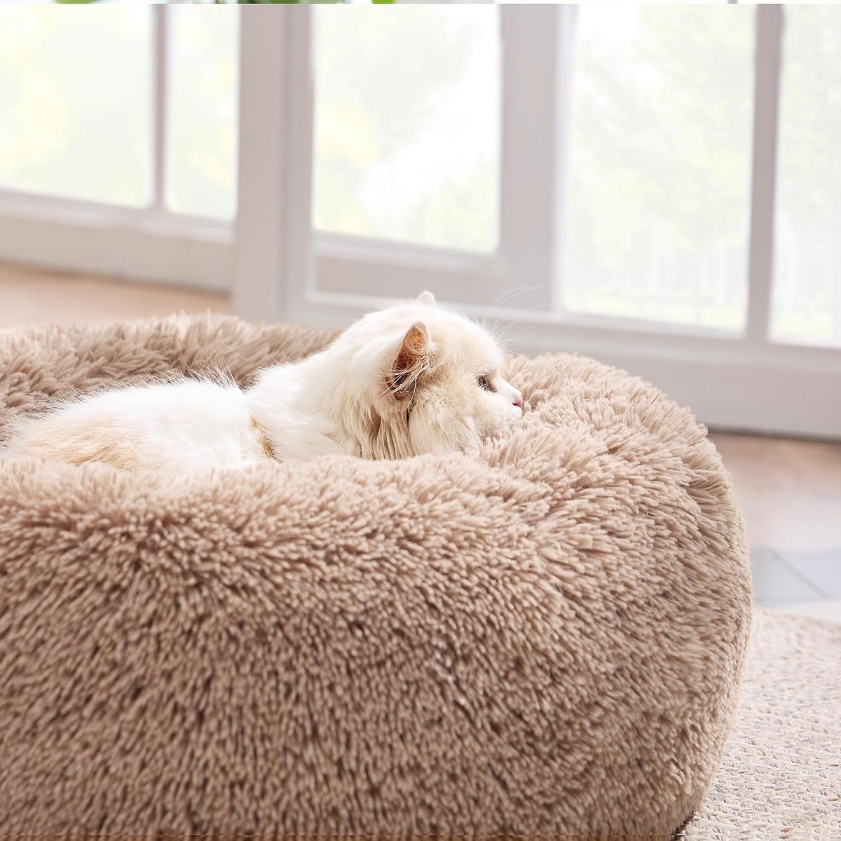 Anti-Slip Round Fluffy Plush Faux Fur Pet Bed MJ's Pet Closet