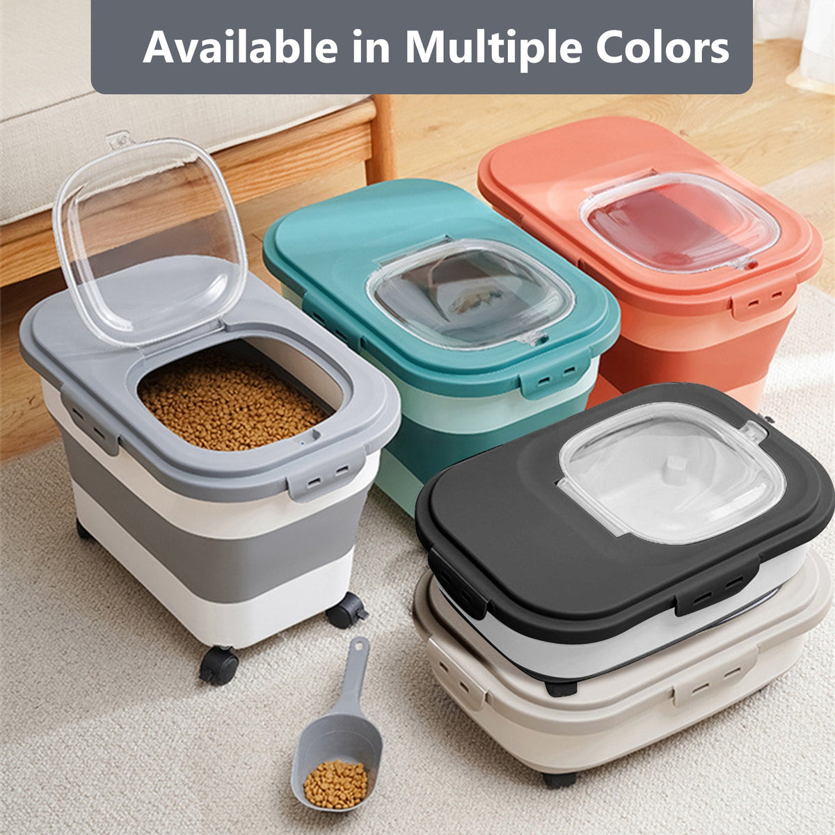 Collapsible Pet Food Container with Wheels – 20 Lb Capacity MJ's Pet Closet