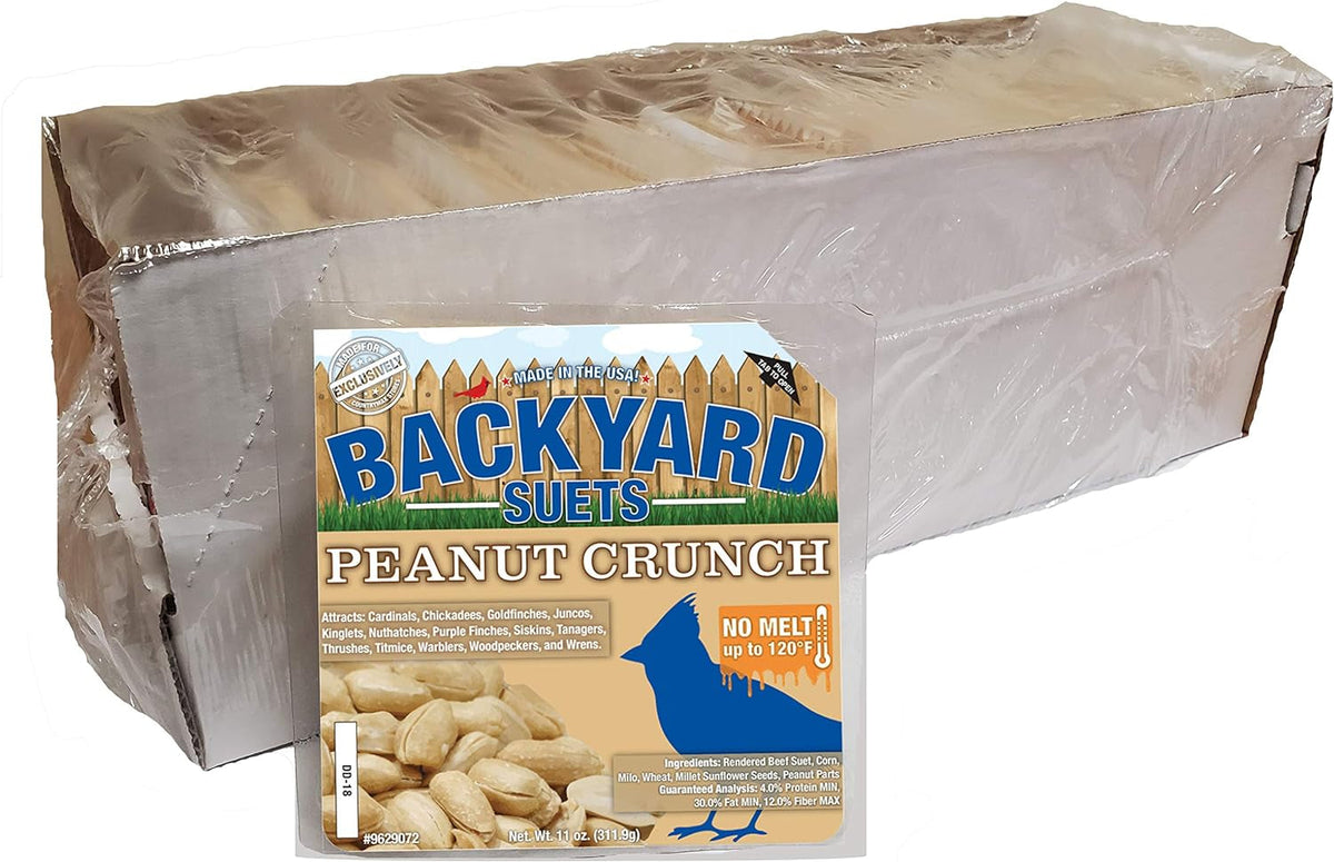 Box of Backyard Suets Peanut Crunch with a bird on the label