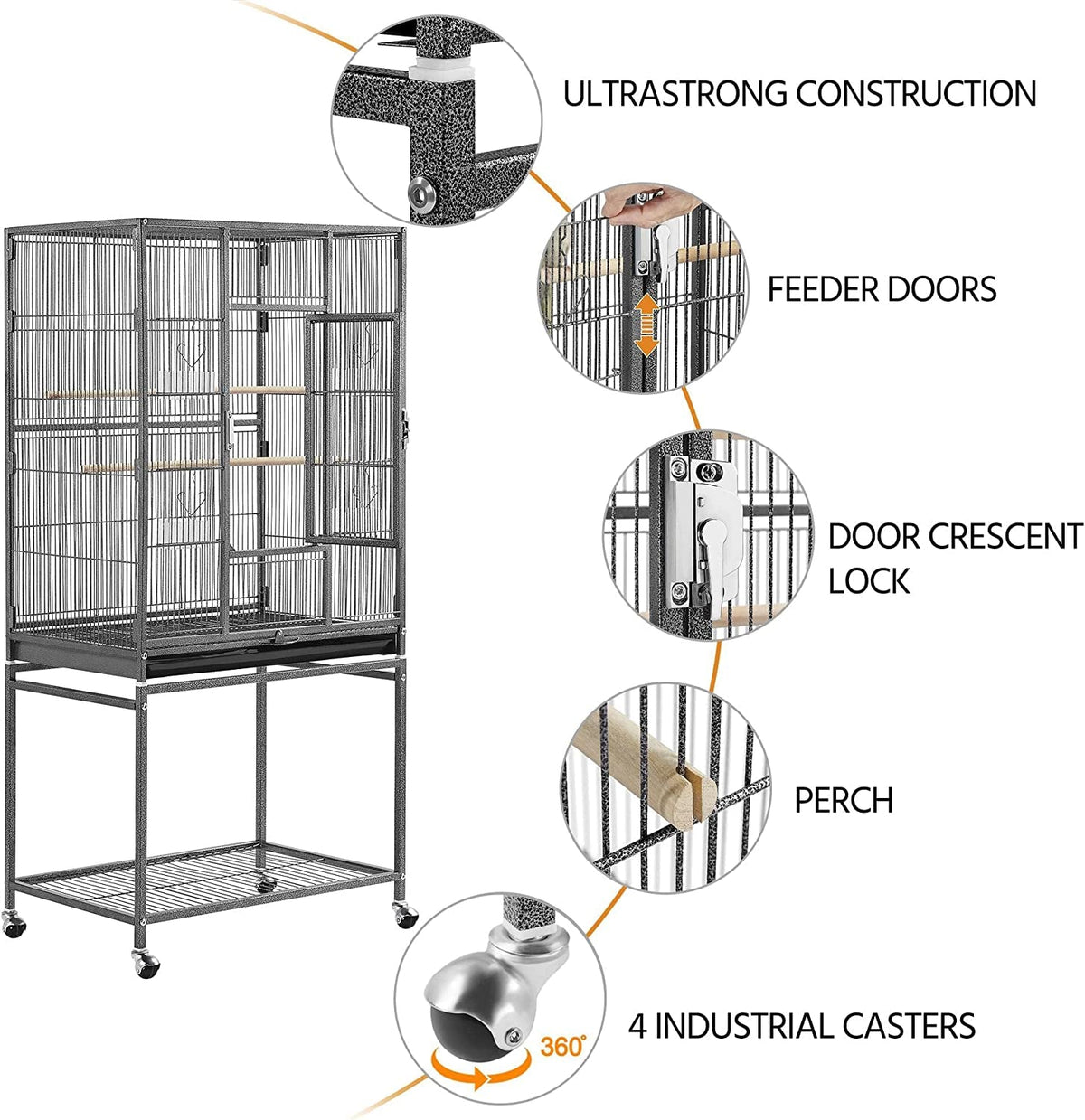 Yaheetech 54" Large Parrot Cage with Rolling Stand MJ's Pet Closet