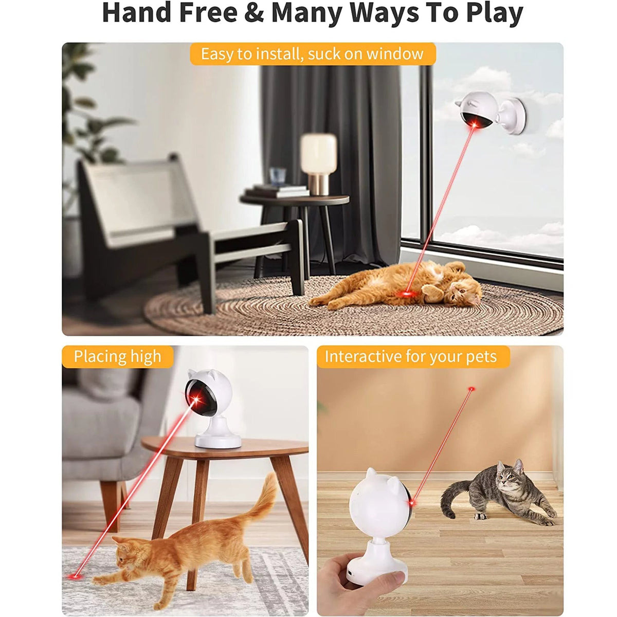 Automatic Cat Laser Toy – 360° Interactive Laser with 2 Speed Modes & USB Rechargeable MJ's Pet Closet