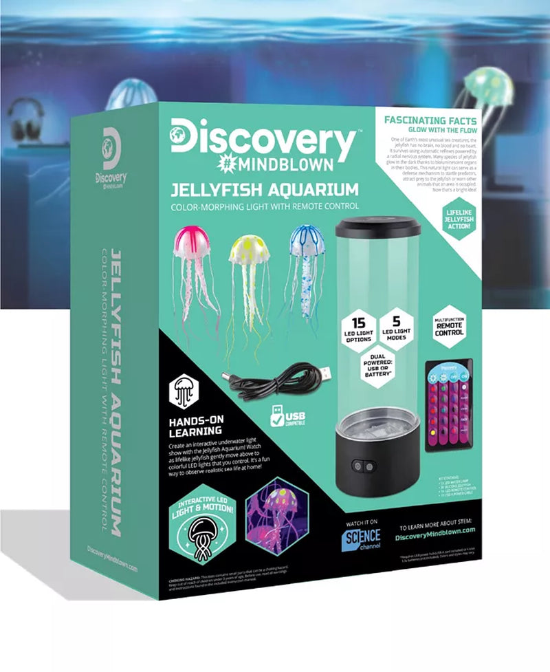 Discovery #MINDBLOWN Jellyfish Aquarium Lamp – 15 Color Options, 5 Light Modes, Remote Control & 3 Lifelike Jellyfish | Black MJ's Pet Closet