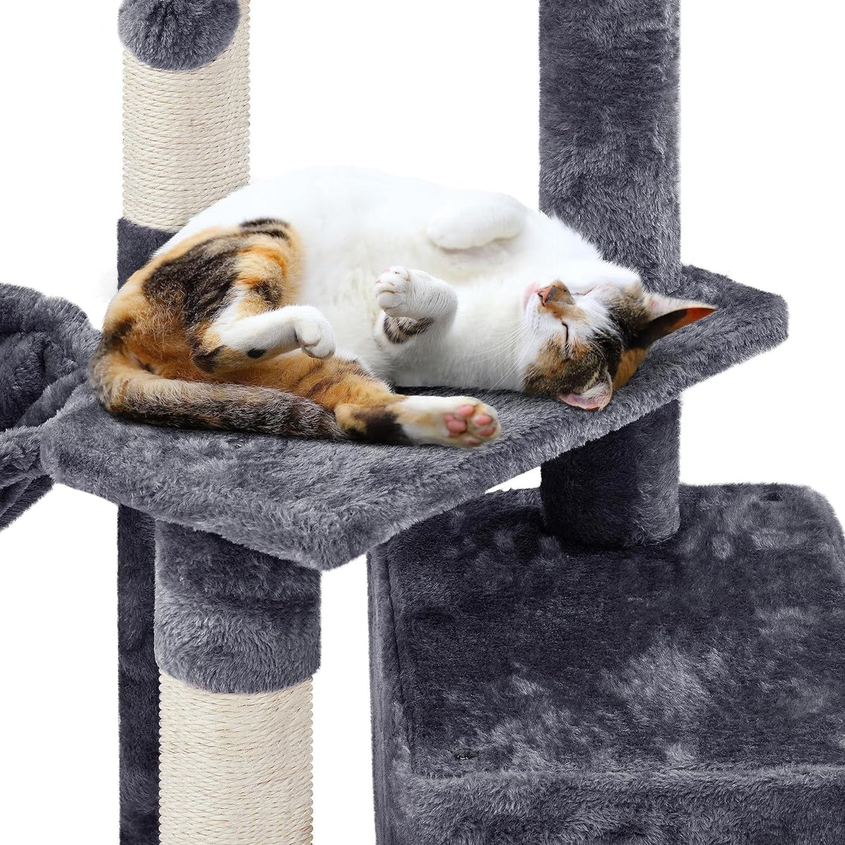 34" Multi-Level Cat Tree with Condo, Scratching Posts, Basket & Sisal Scratch Boards – Dark Gray MJ's Pet Closet