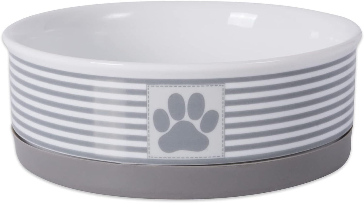Paw & Patch Ceramic Pet Collection, Medium Set, 6X2", Gray, 2 Piece MJ's Pet Closet