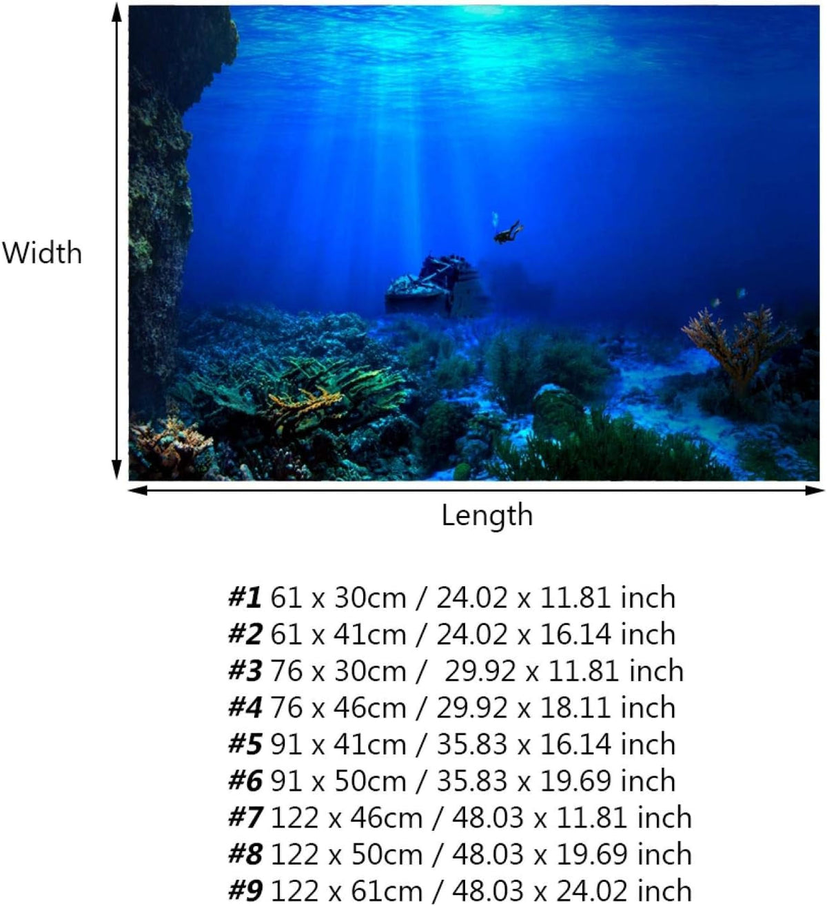 3D Effect Underwater Aquarium Background Poster (61×30cm) MJ's Pet Closet