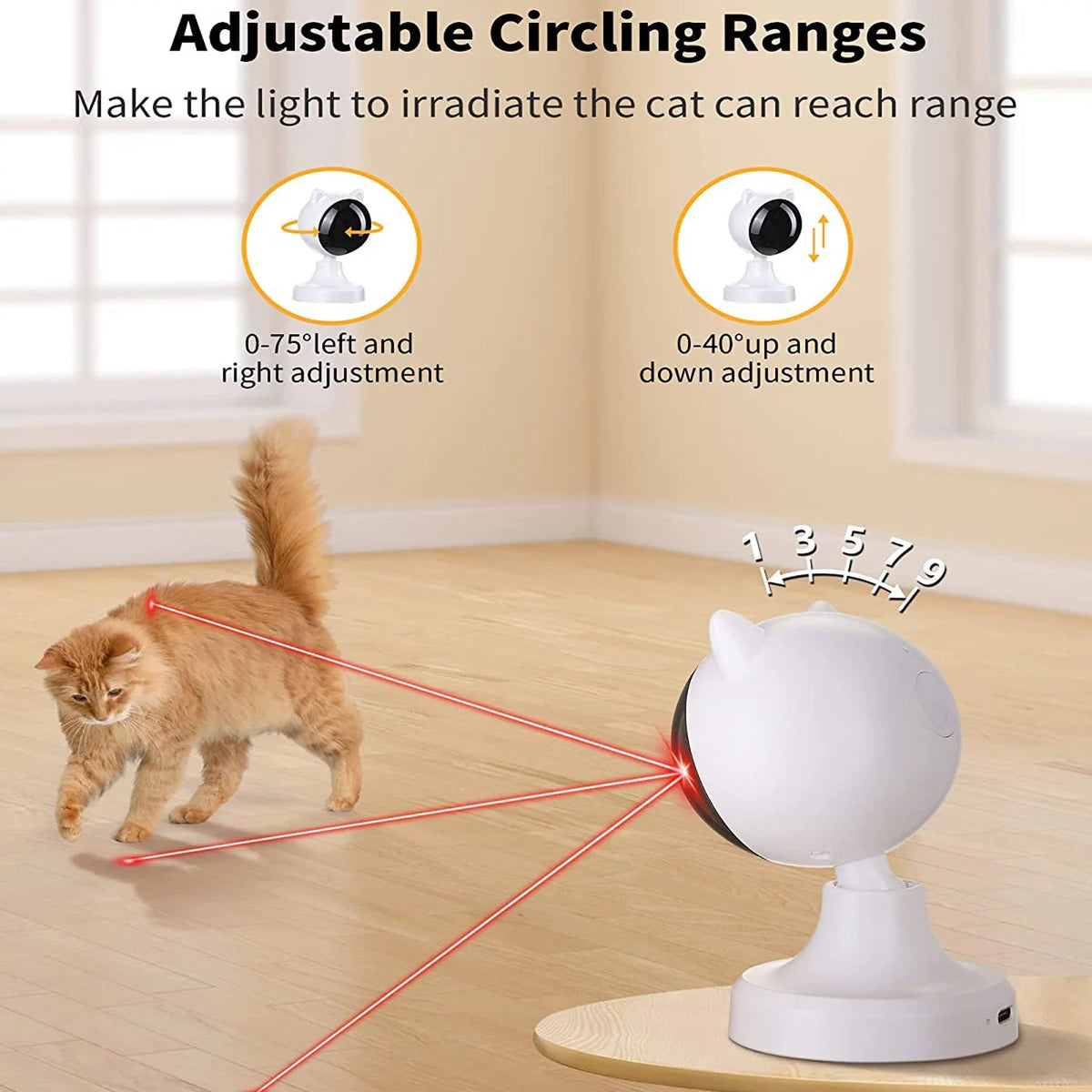 Automatic Cat Laser Toy – 360° Interactive Laser with 2 Speed Modes & USB Rechargeable MJ's Pet Closet