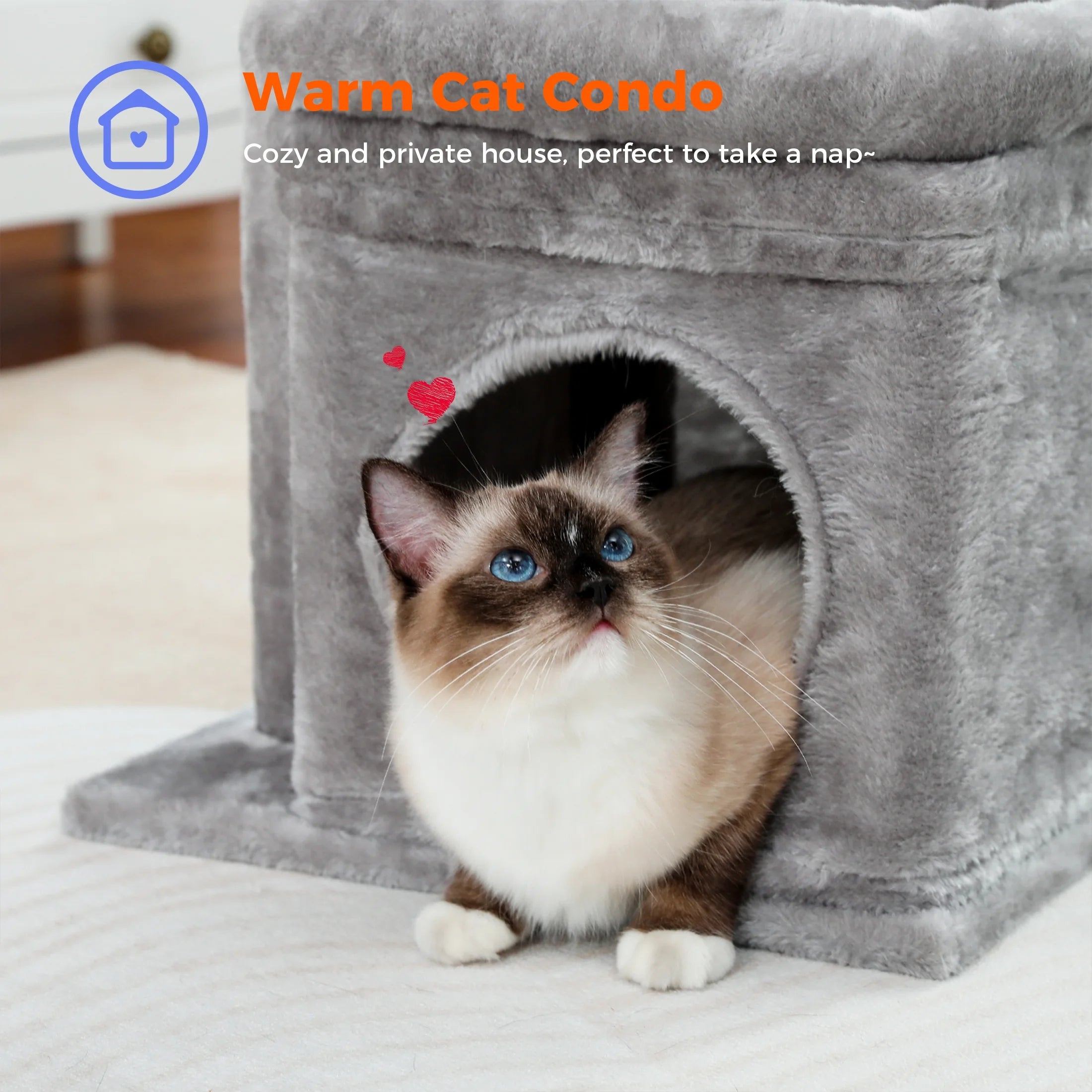 PAWZ Road Cozy Gray Cat Tree Condo – 27" Multi-Level Tower for Kittens & Medium Cats MJ's Pet Closet