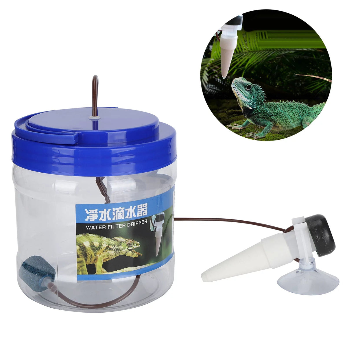 Reptile Water Dripper with 1300ml Tank – Slow Drip Hydration System for Crested Geckos, Lizards & Small Reptiles | Adjustable Drip Rate MJ's Pet Closet