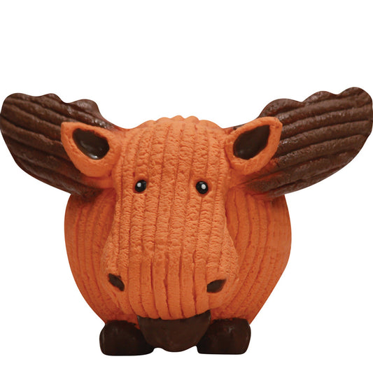 Orange and brown toy with large ears on a white background
