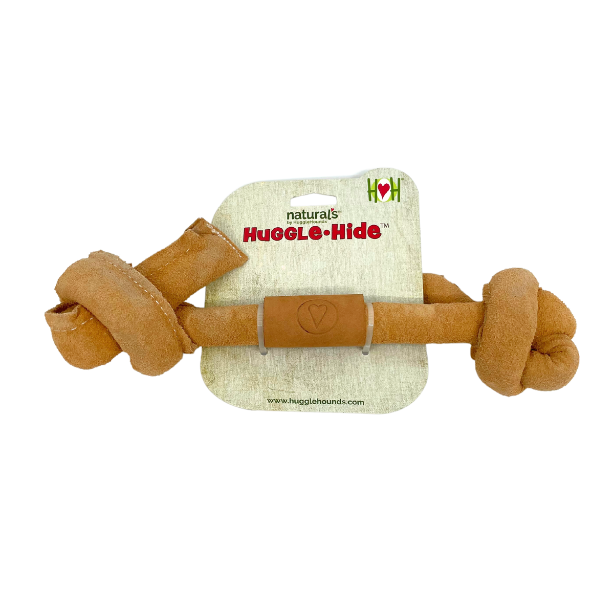 Huggle-Hide® Natural Leather Bone Dog Toy 3-Pack – Rawhide-Free, Water Buffalo & Cotton Rope HuggleHounds