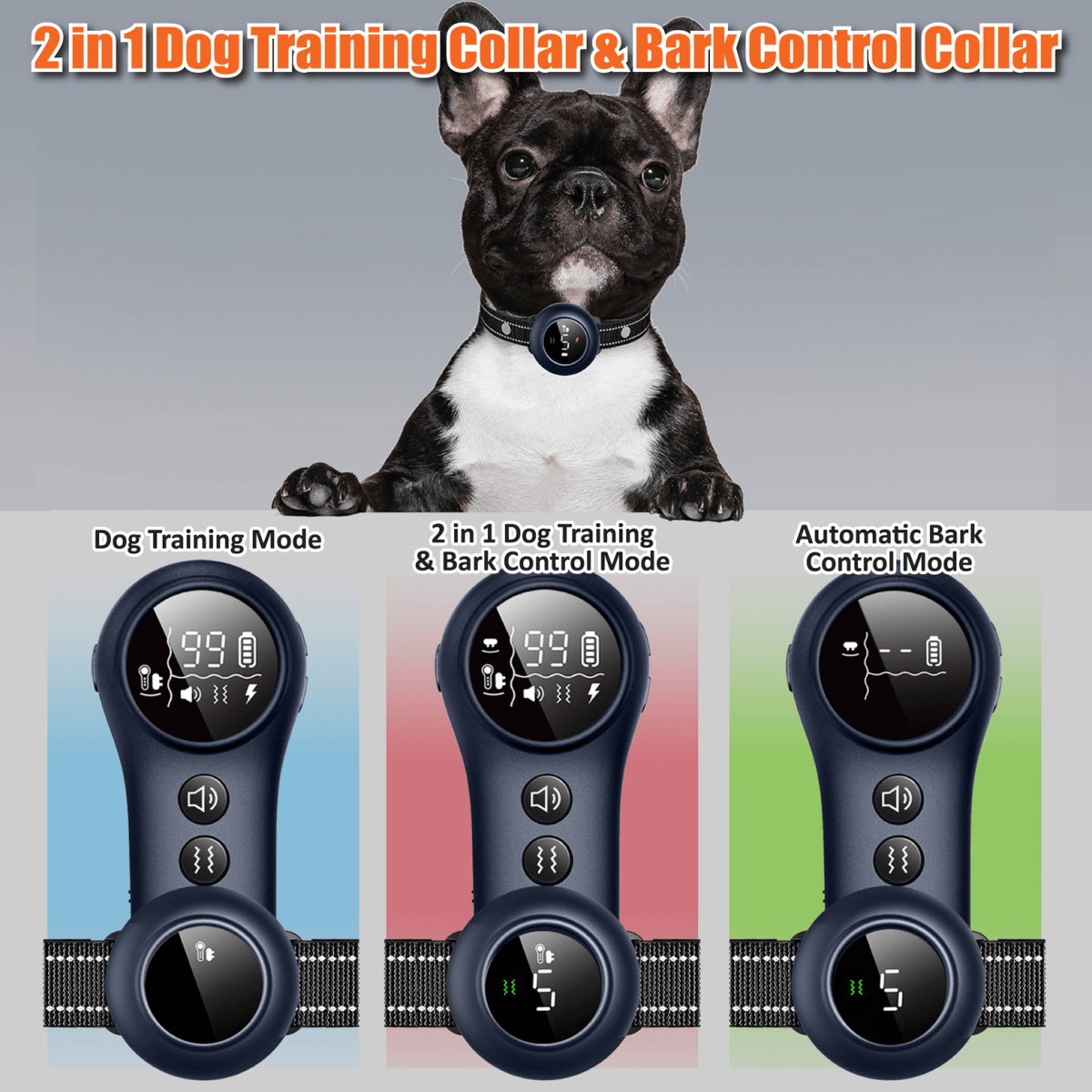 NeoAlly 2-in-1 Dog Training & Bark Control Collar (5–150 lbs) Neoallypets