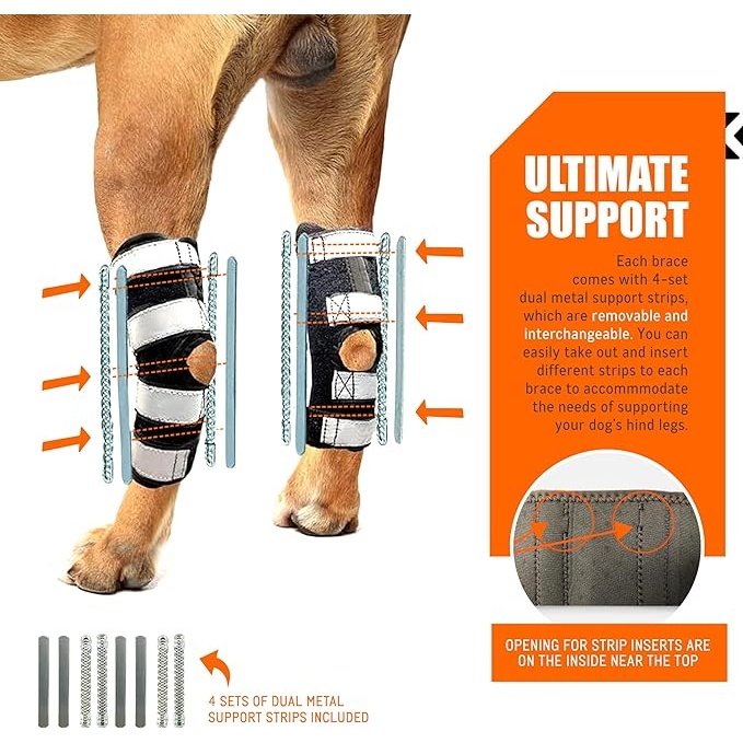 NeoAlly 3-in-1 Long Rear Leg Hock Brace – Rigid & Spring Inserts (Pair) Neoallypets