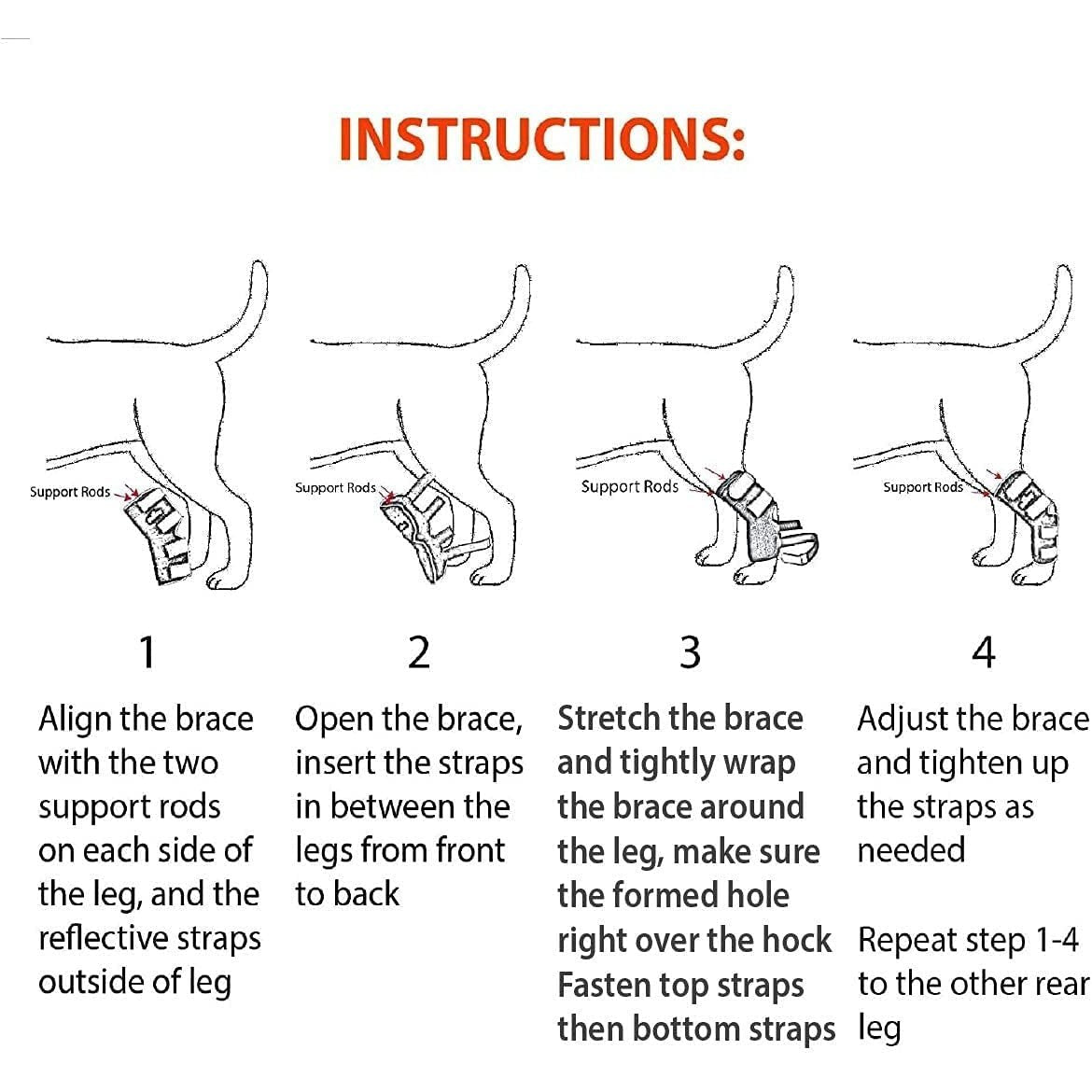 NeoAlly 3-in-1 Long Rear Leg Hock Brace – Rigid & Spring Inserts (Pair) Neoallypets