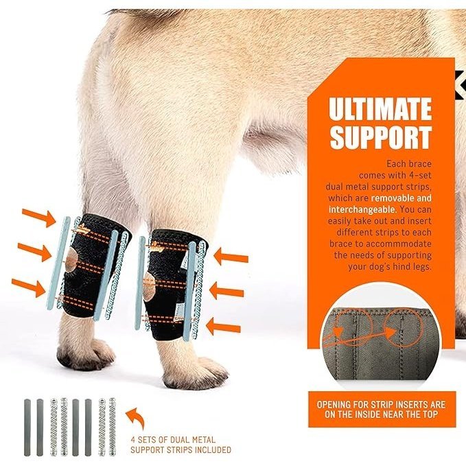 NeoAlly 3-in-1 Short Rear Leg Hock Brace for Smaller Dogs (Pair) Neoallypets