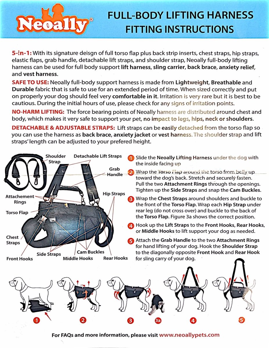 NeoAlly 5-in-1 Full Body Dog Lift Harness – Sturdy Mobility Support Neoallypets