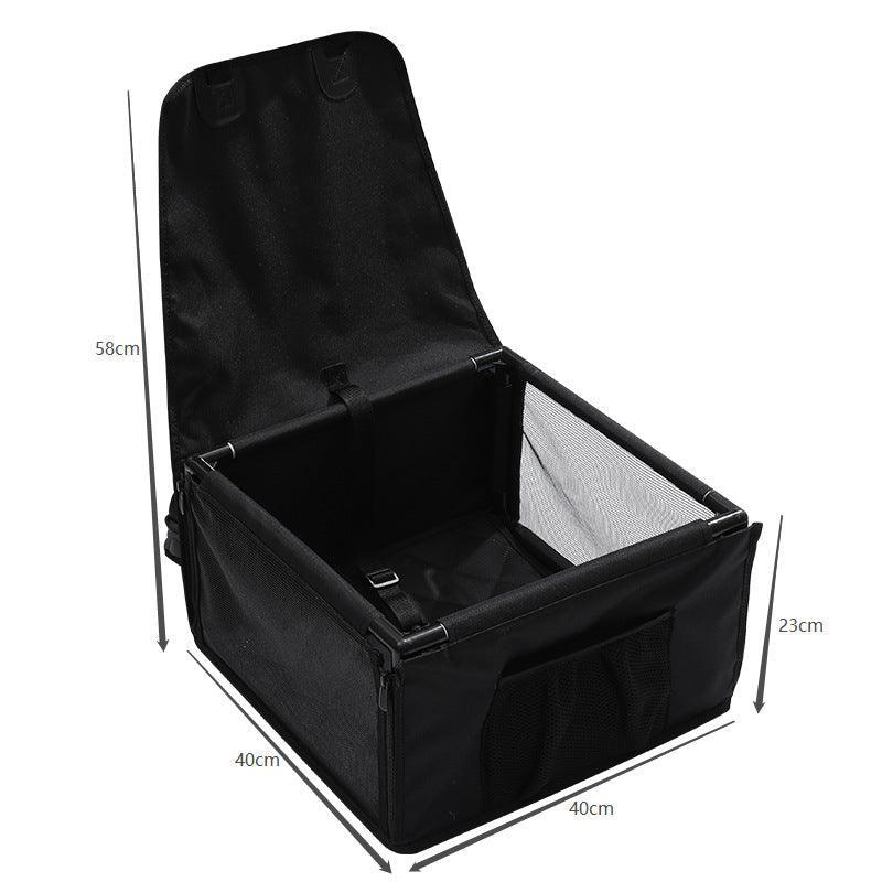 Dog Car Booster Seat | Waterproof 600D Oxford, Foldable & Harness-Secured | Black & Gray EVSTITAN