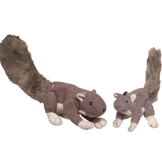Two plush squirrel toys on a white background