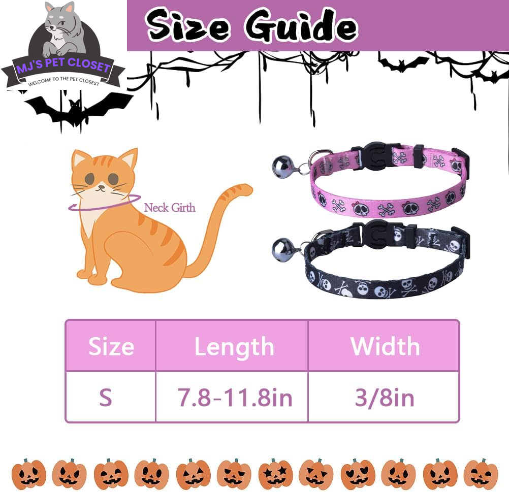 Breakaway Cat Collar 2-Pack – Pink & Black Skull Design MJ's Pet Closet