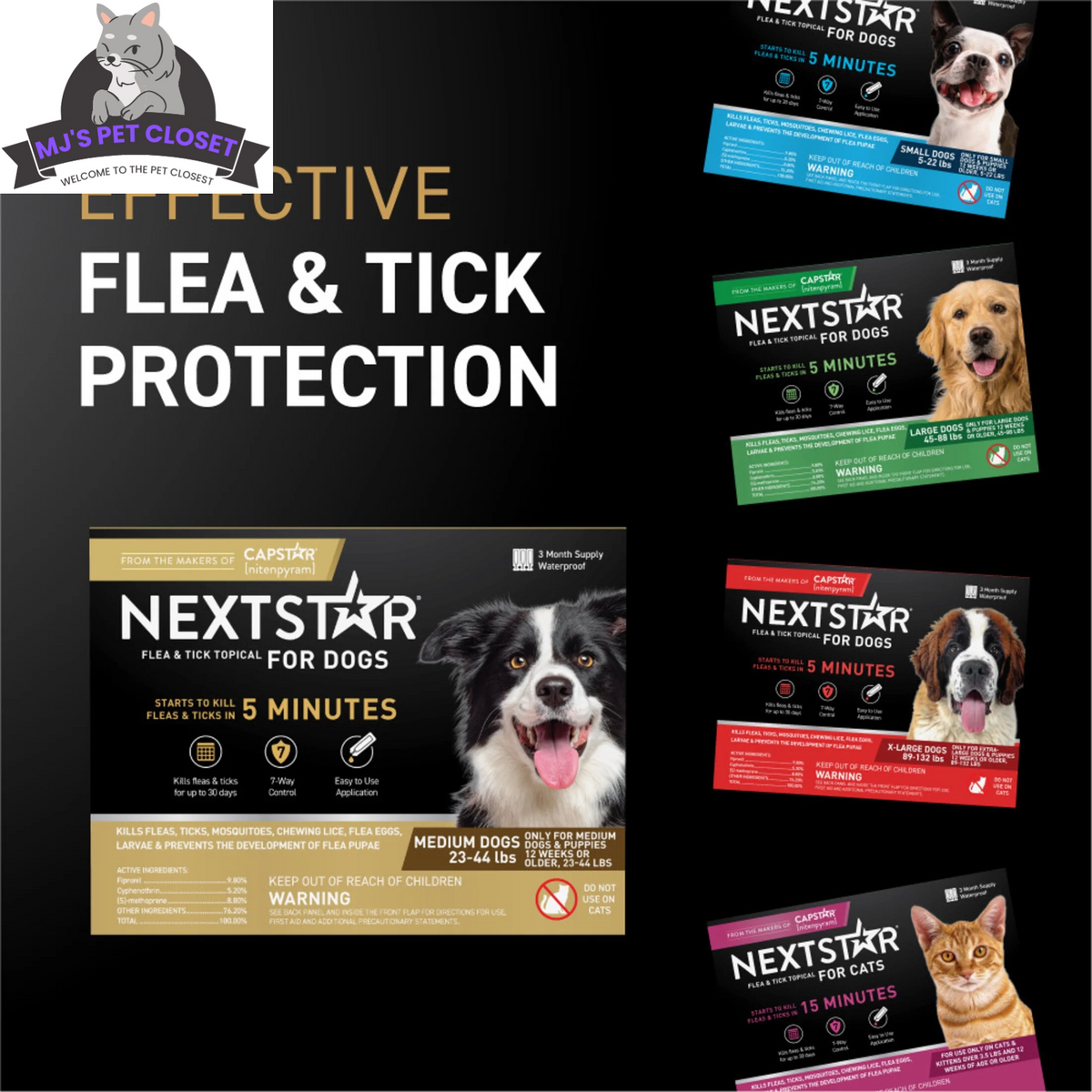 NEXTSTAR Flea & Tick Topical for Dogs 23-44 lbs – 2-Pack, 3-Month Supply MJ's Pet Closet