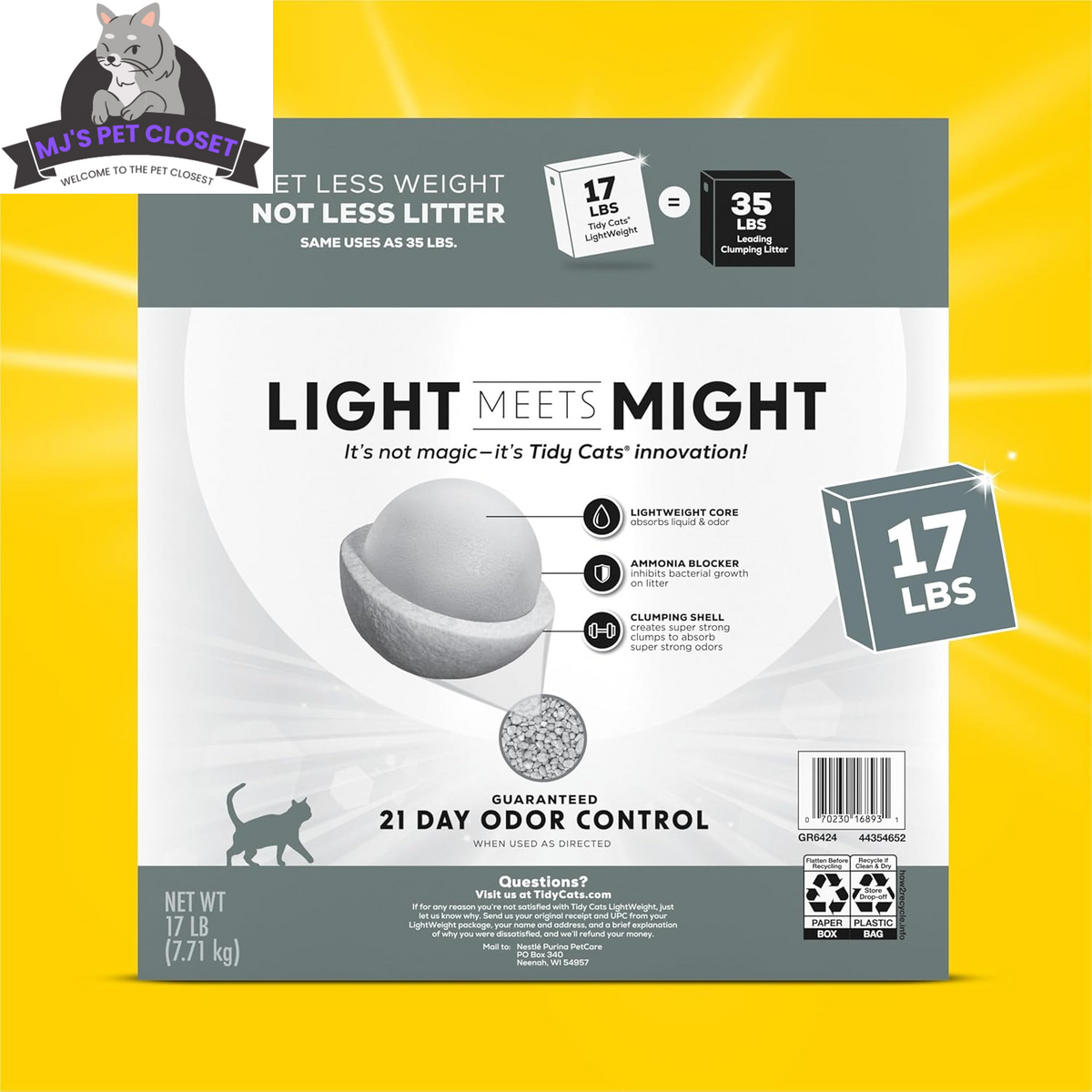 Purina Tidy Cats LightWeight 4-in-1 Clumping Cat Litter – 17 lbs MJ's Pet Closet