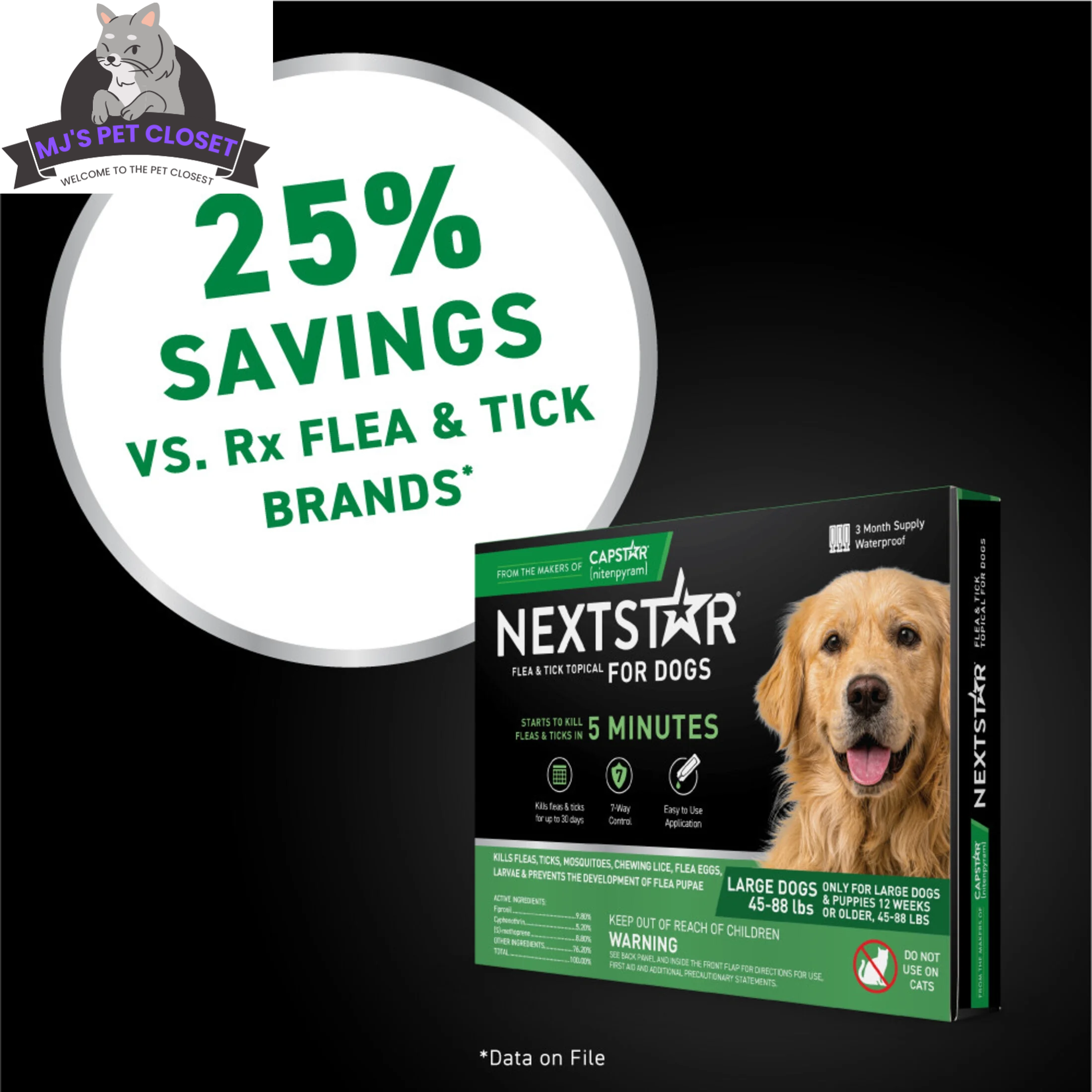 NEXTSTAR Flea & Tick Topical for Dogs 45-88 lbs – 3-Month Supply MJ's Pet Closet