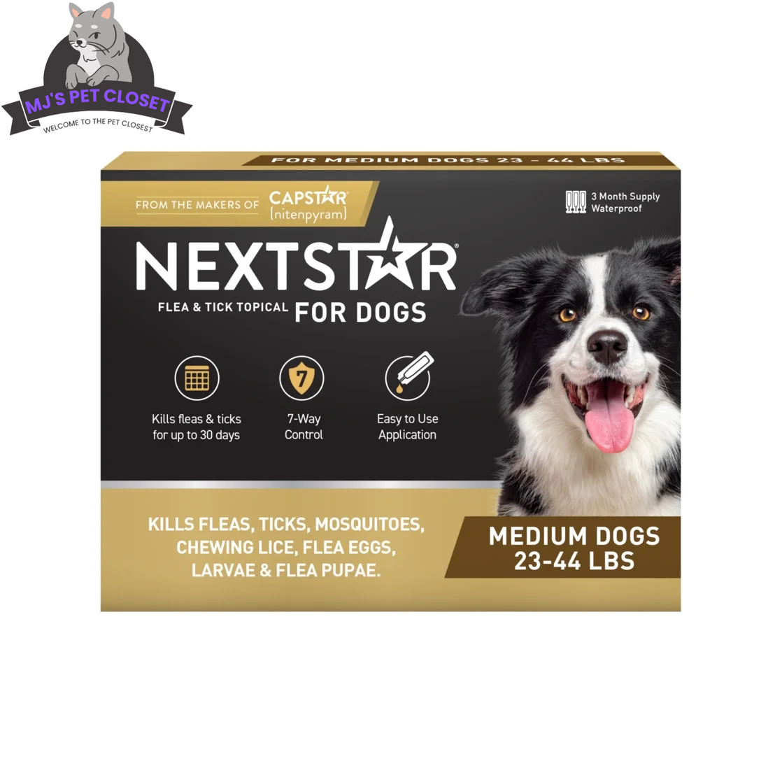 NEXTSTAR Flea & Tick Topical for Dogs 23-44 lbs – 2-Pack, 3-Month Supply MJ's Pet Closet