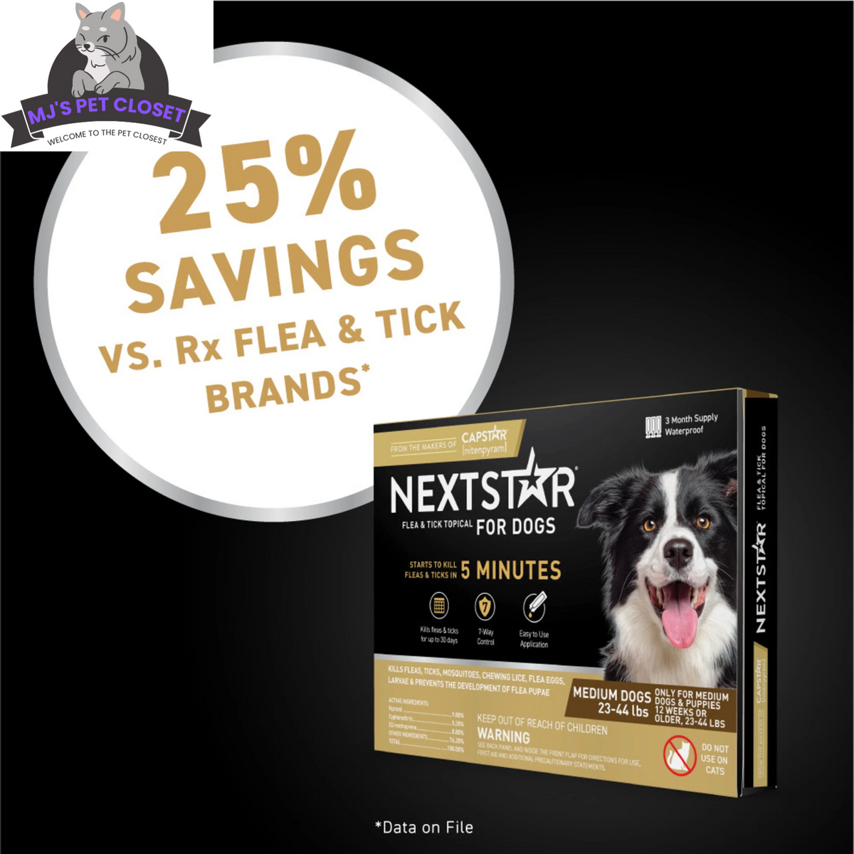 NEXTSTAR Flea & Tick Topical for Dogs 23-44 lbs – 2-Pack, 3-Month Supply MJ's Pet Closet