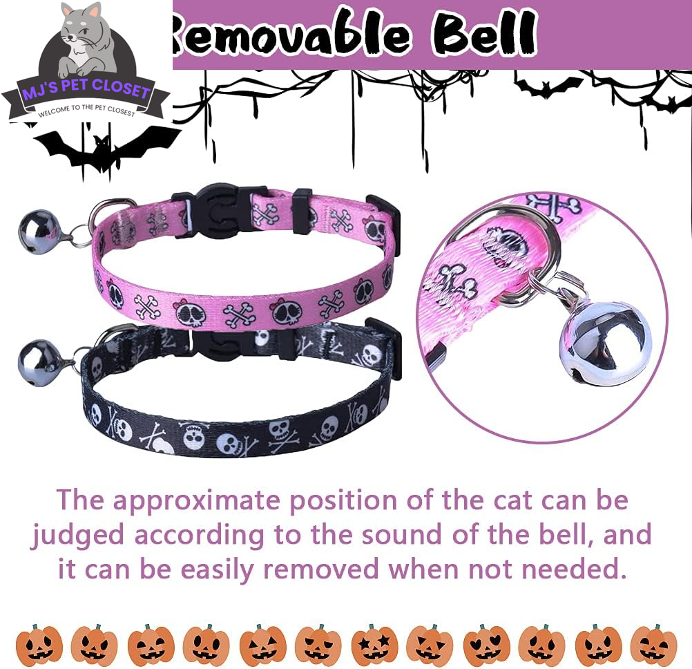 Breakaway Cat Collar 2-Pack – Pink & Black Skull Design MJ's Pet Closet